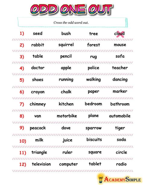 odd one out words